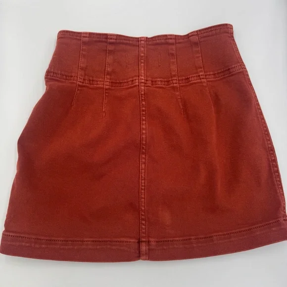 Free People Zip-Up Orange Denim Mini Skirt - Picture 5 of 8
